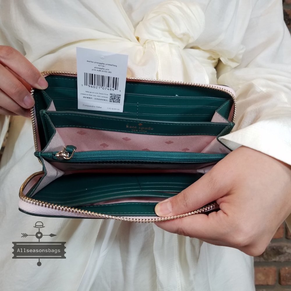 AUTHENTIC NWT Kate Spade Marlee Pink Pineapple Tote Continental Wallet SET - Picture 13 of 13